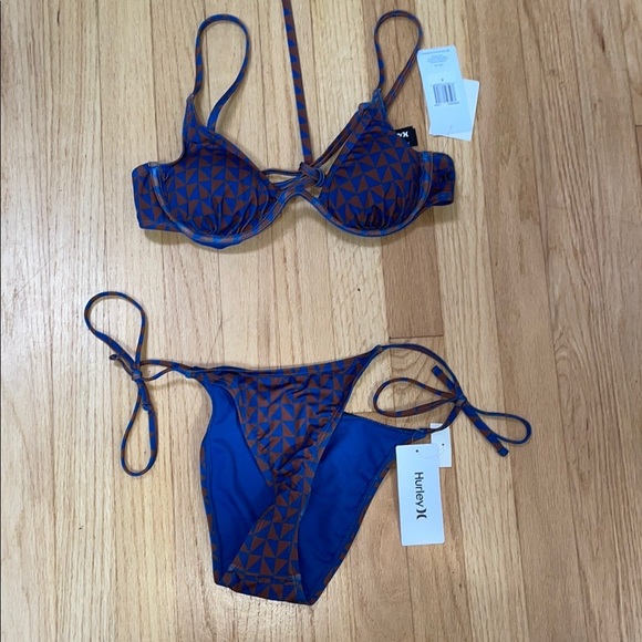 Hurley Blue and Orange Bikini with Adjustable Straps - Picture 1 of 7